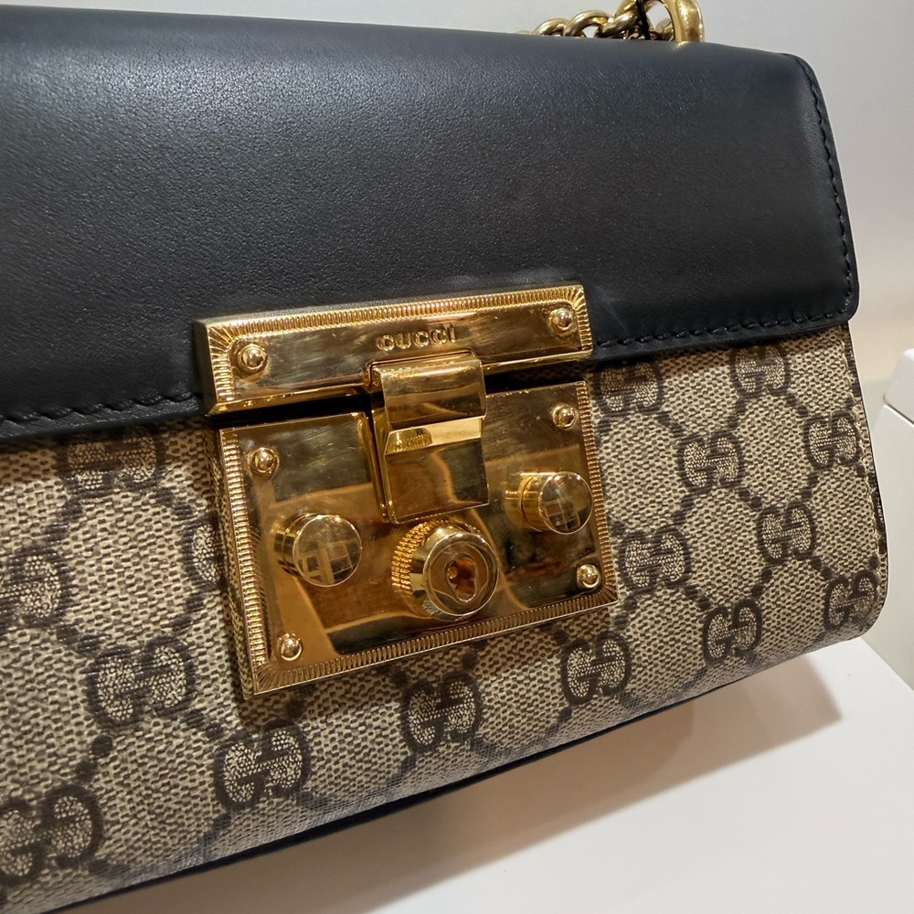 Gucci GG Monogram Black/Tan Padlock Bag - Picture 8 of 12